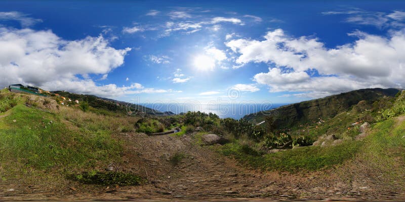 360° spherical panorama: View into the valleys of Tabua and Ponta do Sol stock photography 360° spherical panorama: View into the valleys of Tabua and Ponta do Sol stock photography