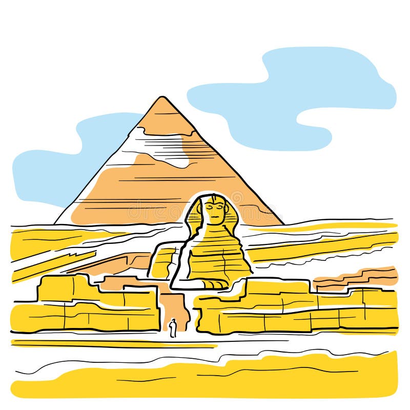 Sphinx And Pyramid Famous Landmark Of Egypt,cartoon Version Stock ...