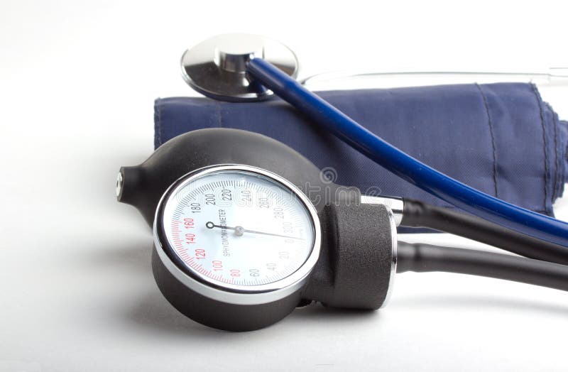 Sphygmomanometer on White, Manual Tonometer Classical Medical Equipment