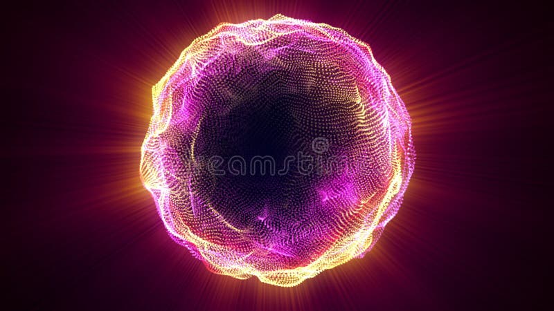 Sphère incandescente abstraite, fond généré par ordinateur La forme des particules multicolore onduleuse néon De rendu 3d illustration de vecteur