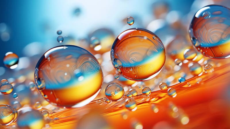 Sphères liquides abstraites : Flux bleu or illustration de vecteur