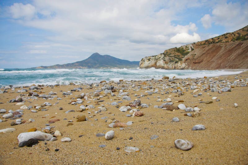 Spiaggia di Buggerru in Sardegna immagini stock libere da diritti Spiaggia di Buggerru in Sardegna immagini stock libere da diritti