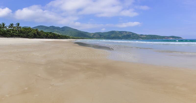 Spiaggia di Mendes di balzi nell'isola grande di Ilha, Brasile immagine stock Spiaggia di Mendes di balzi nell'isola grande di Ilha, Brasile immagine stock