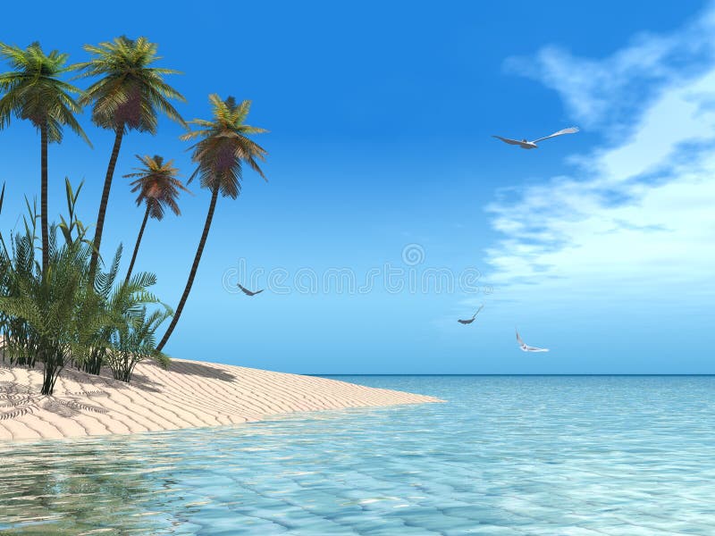 3d rendono di una spiaggia tropicale