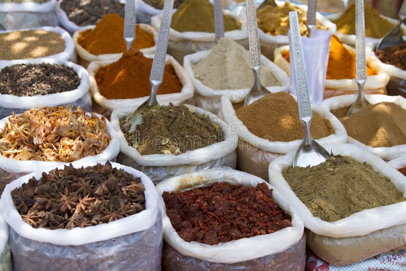 Spice Indian Bazaar Anjuna Market Goa Stock Image Image of color