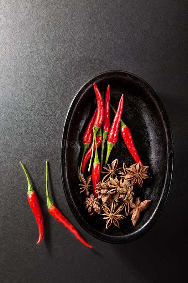 Spice and Red Chili Pepper stock image. Image of herb 77606777