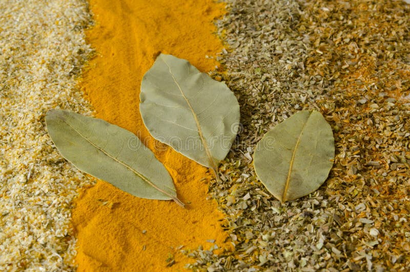 The Spice Saffron and Bay Leaf Stock Photo Image of green, nutmeg