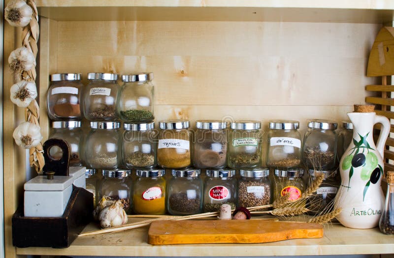 Commercial Kitchen Spice Rack Stock Photo Image of spices, white