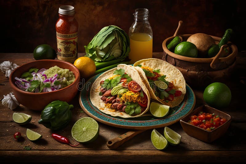 Delicious Mexican Tacos: Bold Flavors and Vibrant Colors. AI Generative ...