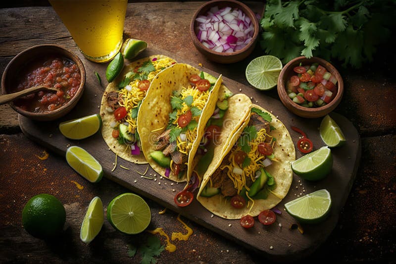 Delicious Mexican Tacos: Bold Flavors and Vibrant Colors. AI Generative ...