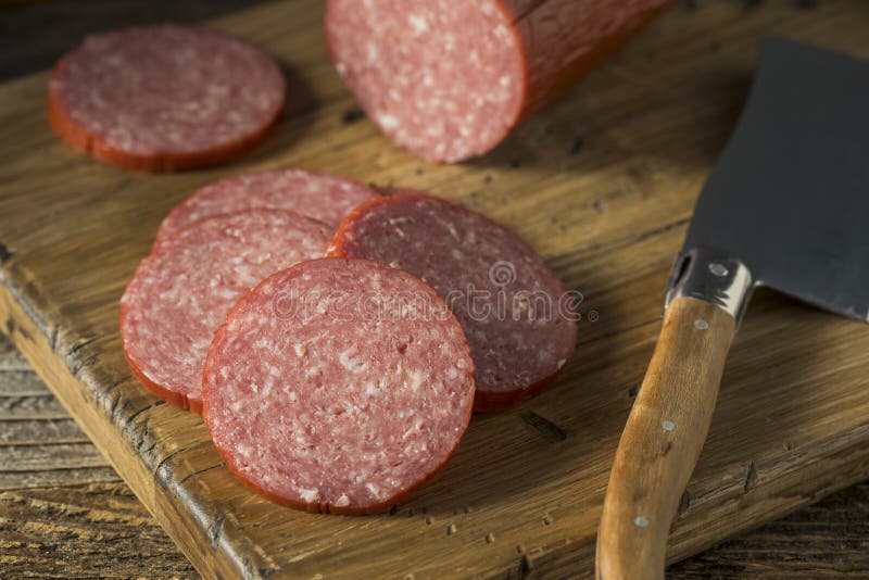 Spiced cząberu Ciężki salami obrazy stock Spiced cząberu Ciężki salami obrazy stock