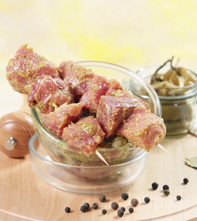 Spiced Meat on Wooden Sticks Stock Image Image of wooden, sauce 24129971