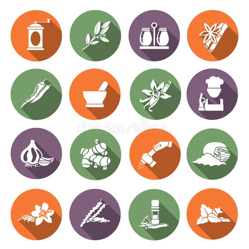 Spices icons flat stock illustration