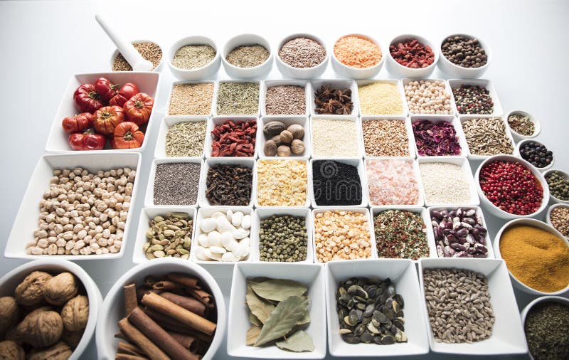 Spices and Leguminous Vegetable Theme. Stock Image Image of harvest