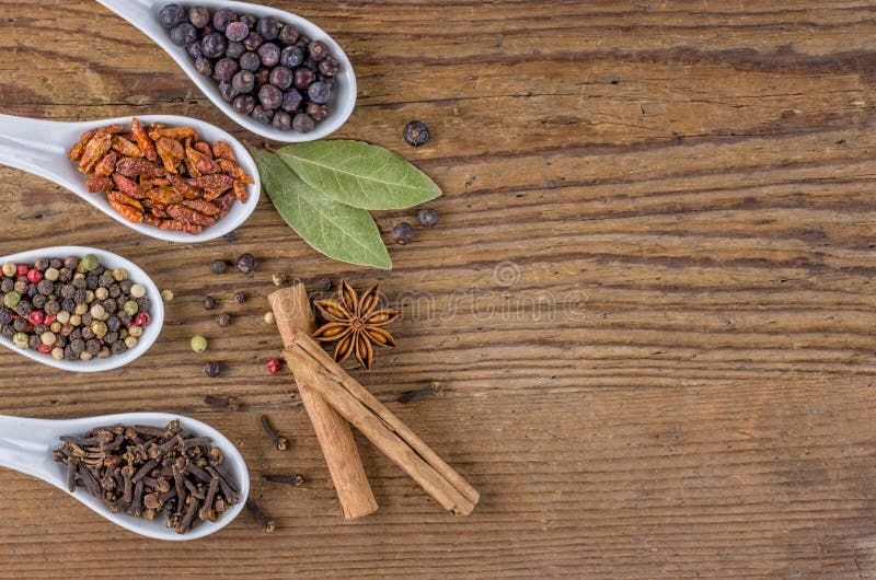 Herbs and spices border stock image. Image of chilli - 28157169