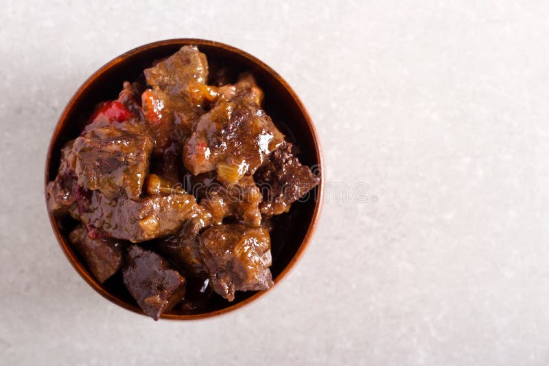 Spicy Beef Liver Pieces with Gravy Stock Image Image of meat, beef