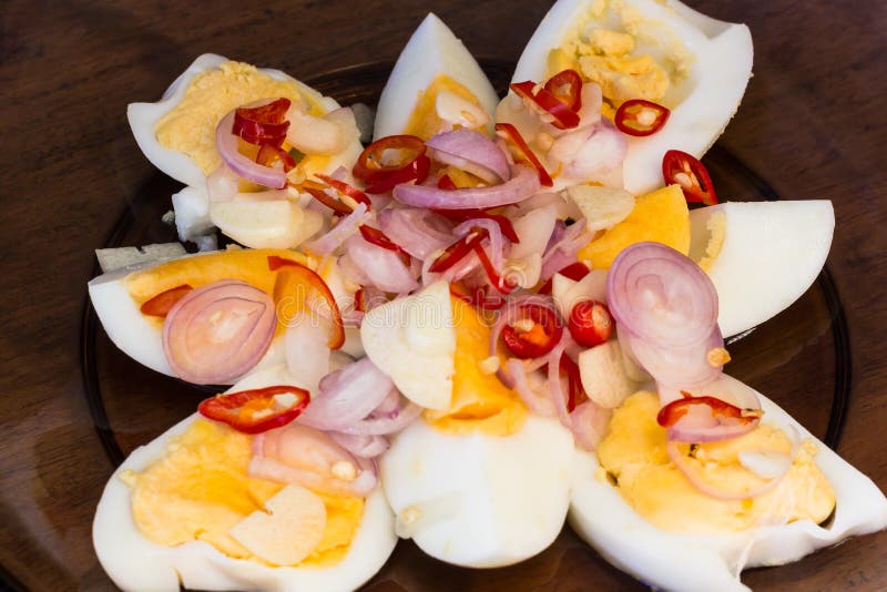 Spicy boiled eggs stock image. Image of chili, food, traditional 56297687