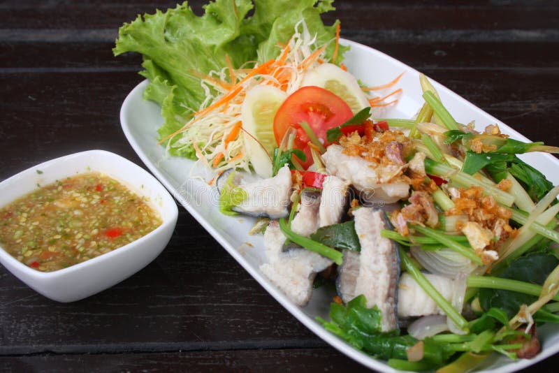 Spicy boiled fish thai style food