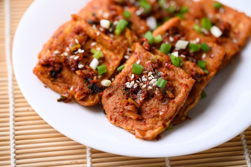 Spicy Braised Tofu Dubu Jorim, Korean Side Dish Stock Image - Image of