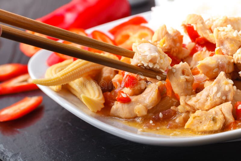 Spicy Chinese Chicken Fried Rice Stock Image Image of meal, curry