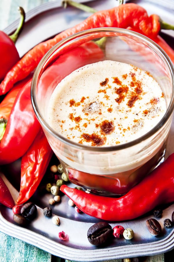 Spicy Coffee with Chili Peppers Stock Image Image of flavoring, drink