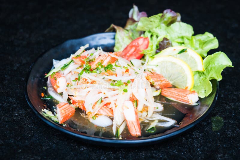 Spicy crab stick salad stock image. Image of salad, meal 92123441