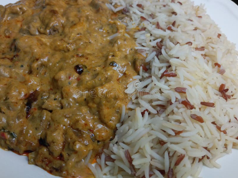 Spicy Curry and Seasoned Rice Stock Image Image of fresh, served