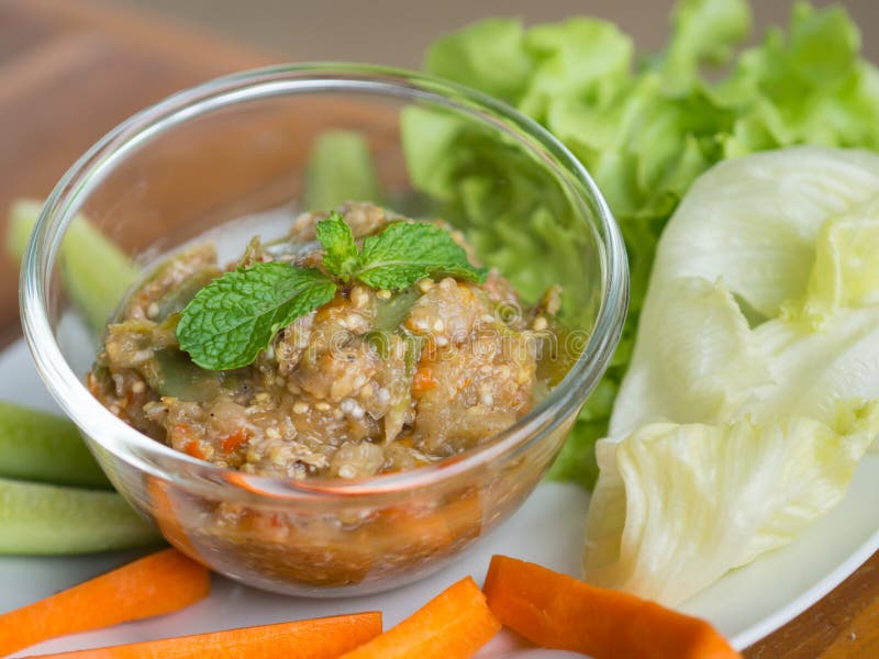 Spicy eggplant chili dip stock photo. Image of ingredient 77660908