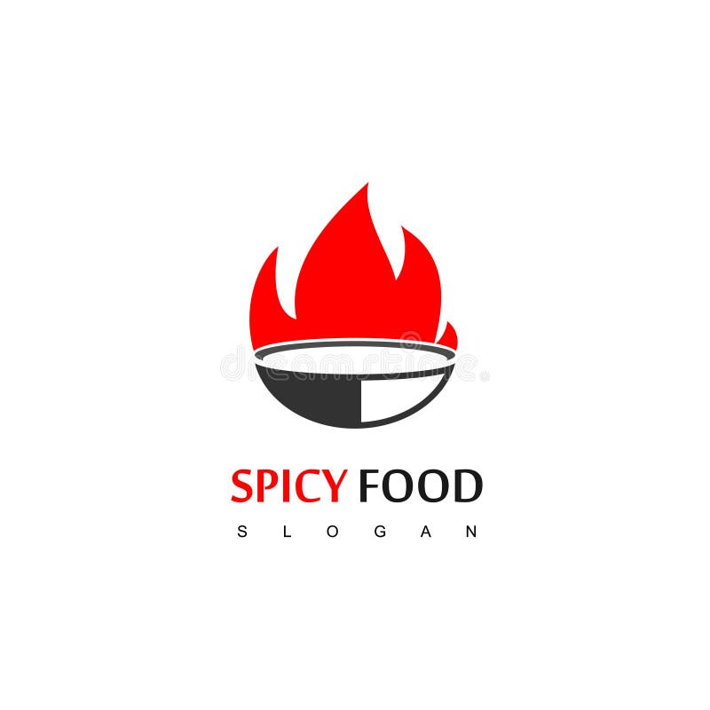 Spicy Food Logo Design With Burned Bowl Symbol Stock Vector