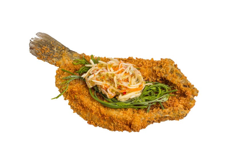 Spicy Fried Fish on Isolated Stock Photo Image of delicious