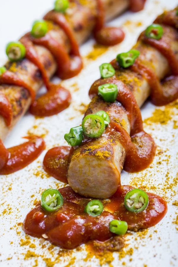 Spicy german currywurst stock photo. Image of pices, cucumber 40120102