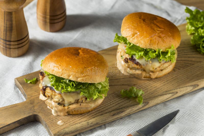 Spicy Homemade Chipotle Chicken Burger stock photo Spicy Homemade Chipotle Chicken Burger stock photo