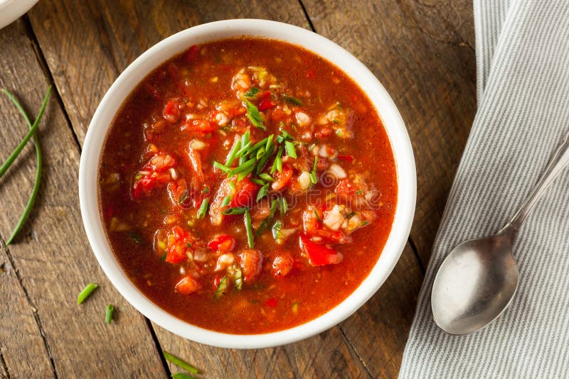 Spicy Homemade Gazpacho Soup Stock Photo - Image of cuisine, cold: 72081132