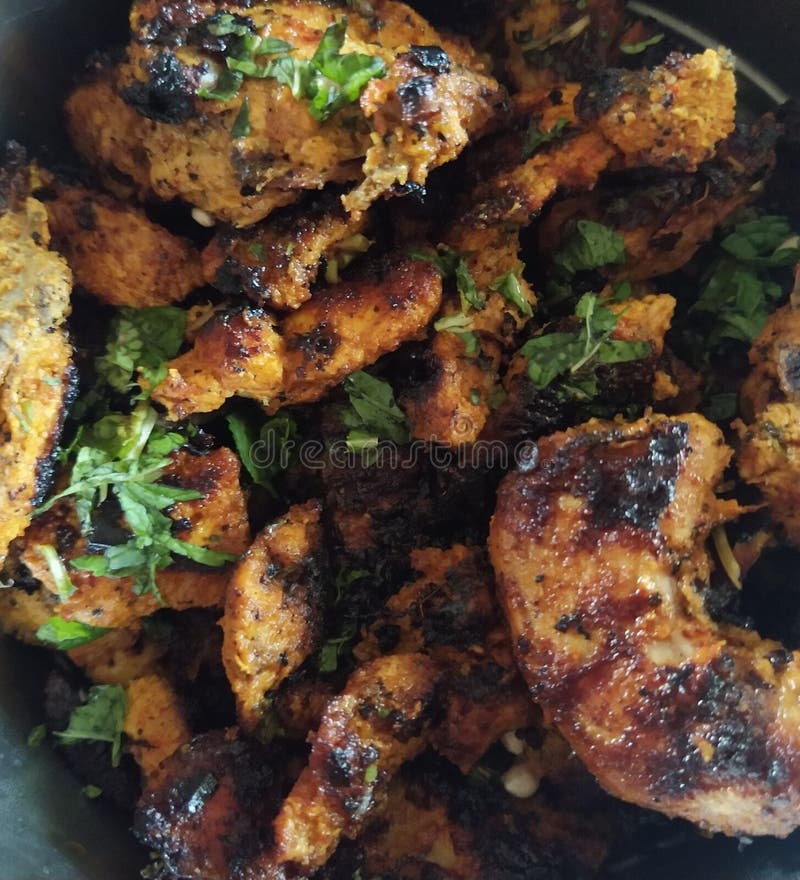 Spicy Indian Home Grilled Chicken Bites 1 Stock Photo Image of bites