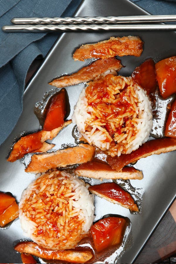 Spicy Mango Pork with Jasmine Rice Stock Image Image of thai, pork