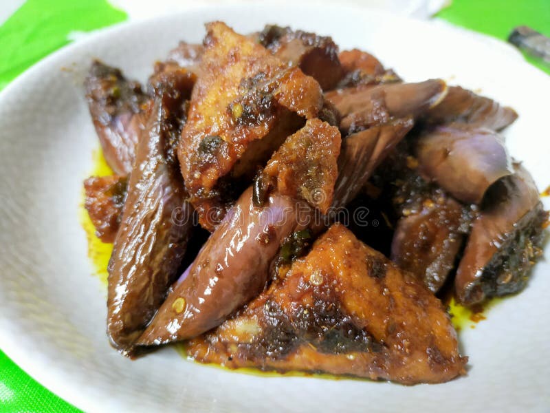 The Spicy Marinate Eggplants & X28;terong Bacem& X29; Stock Image