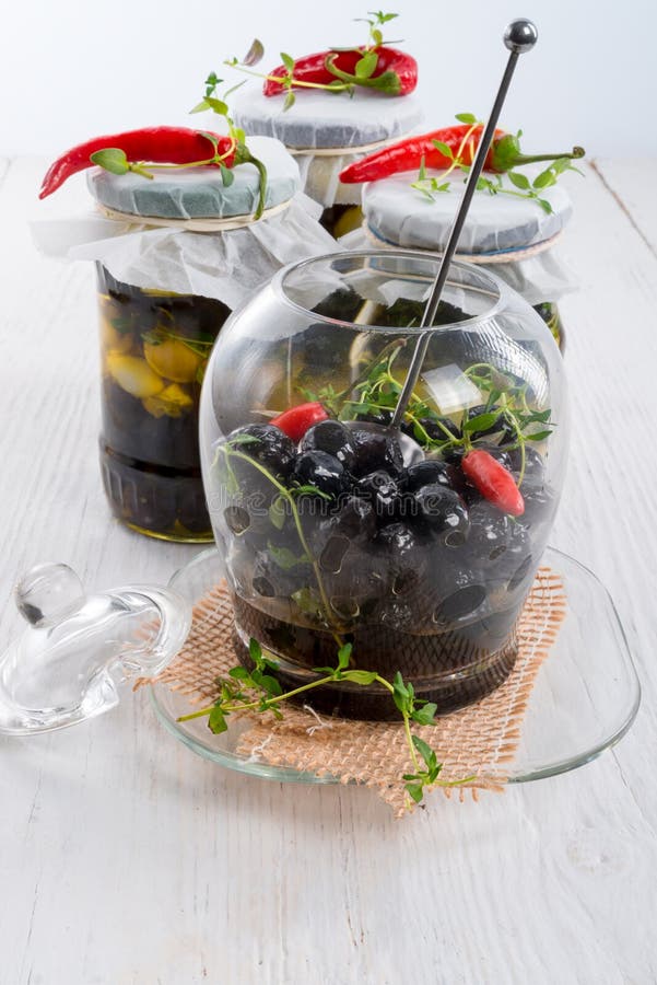 Spicy marinated olives stock image. Image of bowl, cook 47399557