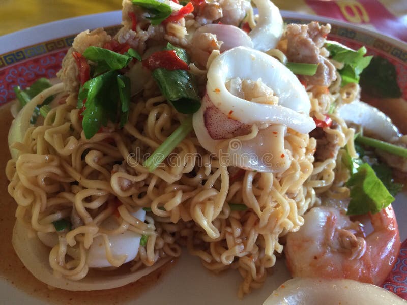Spicy noodle mix seafood stock photo. Image of spicy 82156404