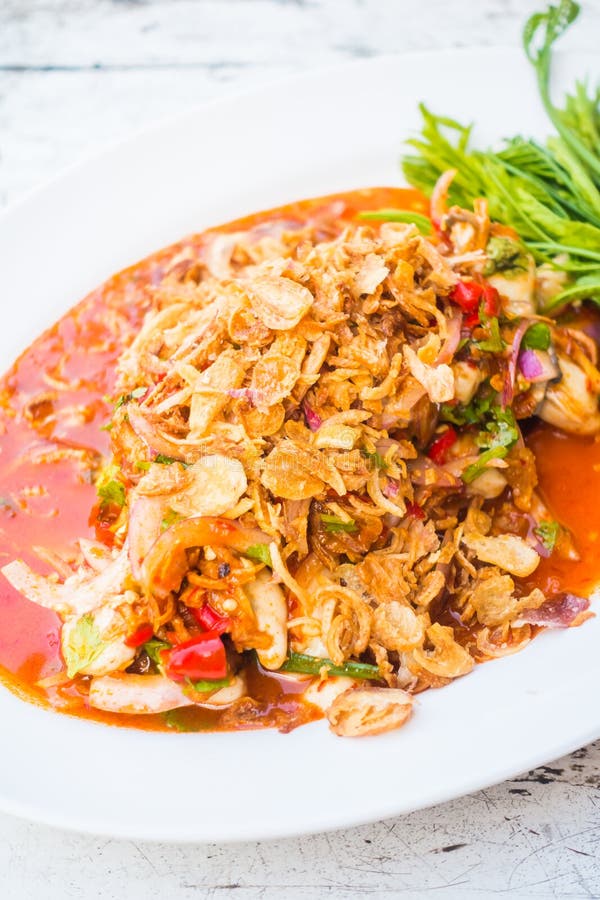 Spicy oyster salad stock photo. Image of meal, hungry 92098390