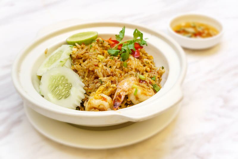 Spicy prawn chinese fried rice royalty free stock image