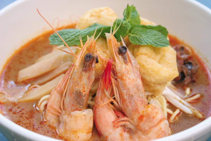 Spicy prawn noodles soup laksa noodle