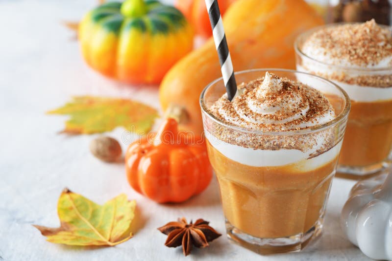 Spicy Pumpkin Latte Decorated Whipped Cream Stock Image Image of