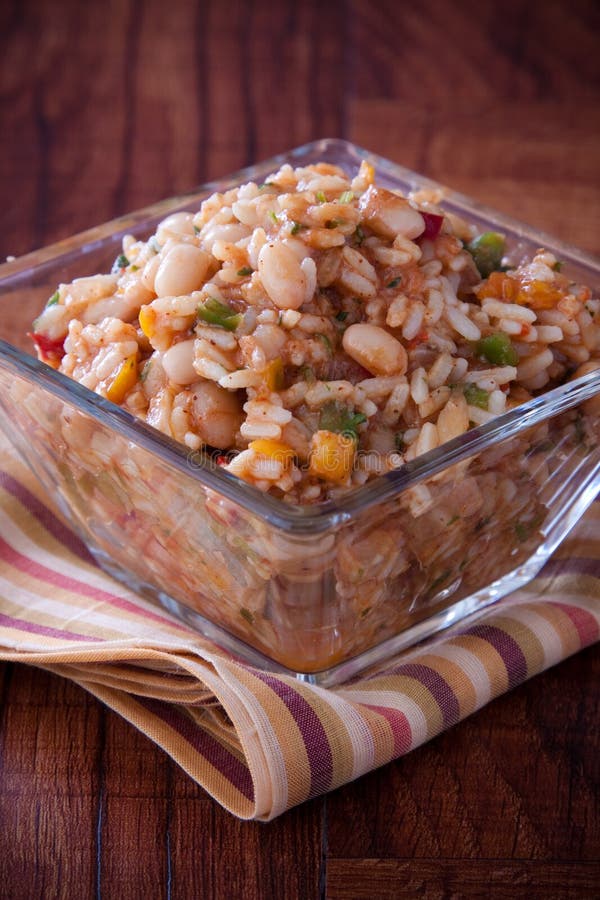 Spicy Rice and Beans Salad stock image. Image of bowl 14293103