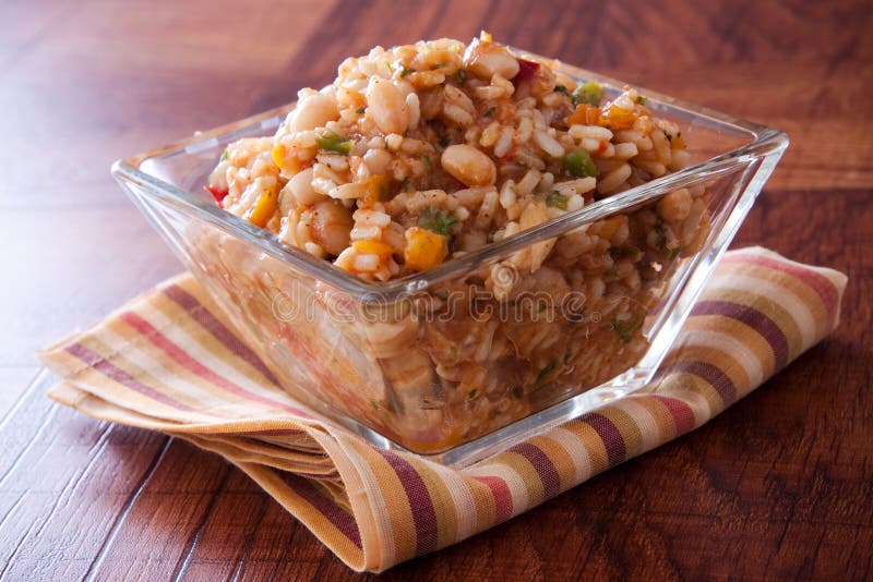 Spicy Rice and Beans Salad stock image. Image of vegan 20317785