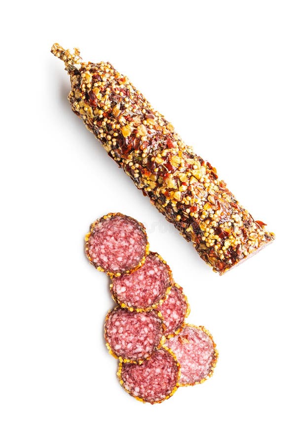 Spicy salami sausage stock image. Image of meal, delicious 160664819