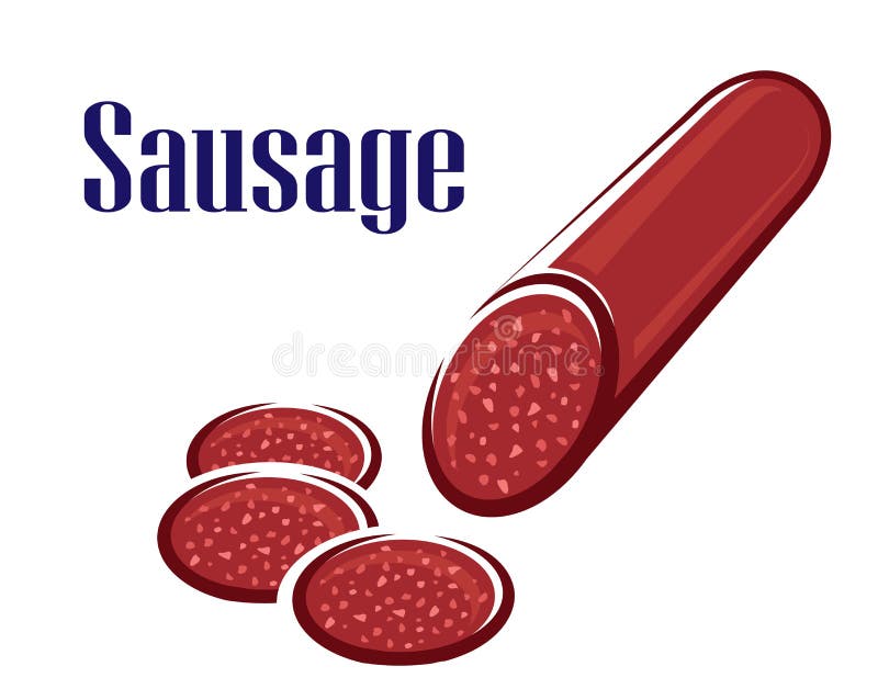 Salami Sausage Icon, Cartoon Style Stock Vector Illustration of bacon