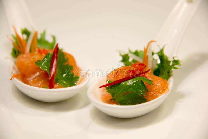 Spicy salmon salad - fushion food
