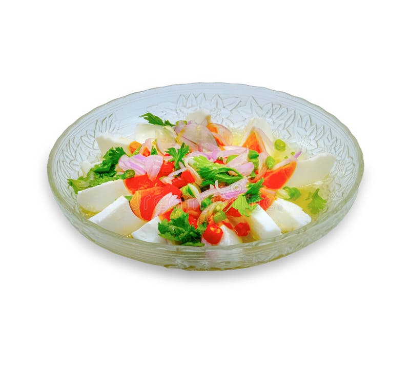 Spicy Salted Egg and Chili Salad Isolated on White Background Stock Image Image of chili