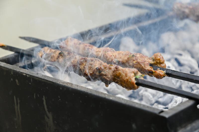 Skewers Shish Kebabs on Skewers , London Stock Photo Image of spices