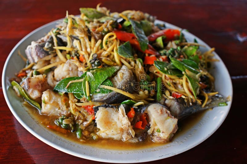 Spicy Stir Fried Catfish, Spicy Thai Food Stock Image Image of